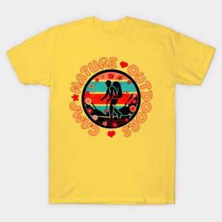 camp nature outdoors retro style T-Shirt